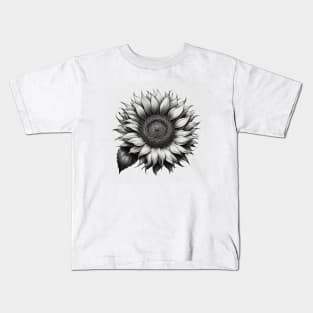 Sunflower sketch black and white Kids T-Shirt